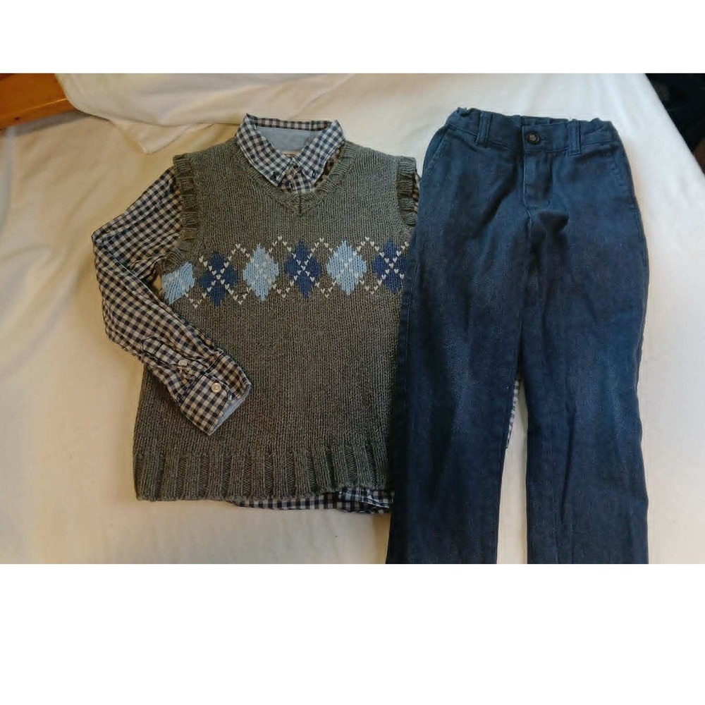 Carter's Gymboree Toddler Boys 3pc Set Argyle Sweater Vest Shirt & Pants sz5